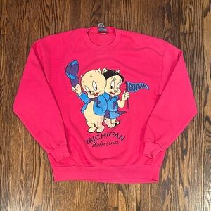 Vintage 90s Porky Pig Michigan Wolverines Sweatshirt